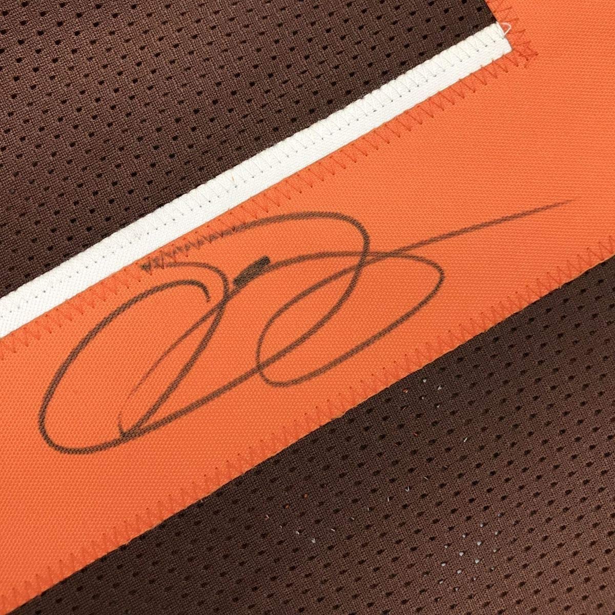 Framed Autographed/Signed Odell Beckham Jr. 35x39 Cleveland Brown Football Jersey JSA COA