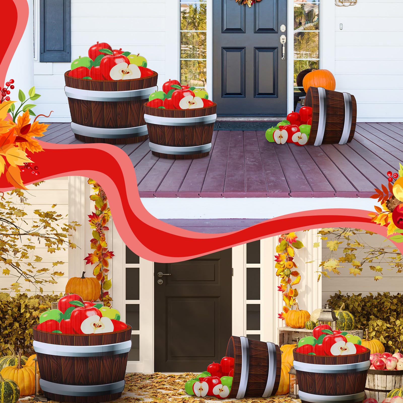 Beeveer Fall Thanksgiving Harvest Apple Orchard Cardboard Cutouts 20-26" Set
