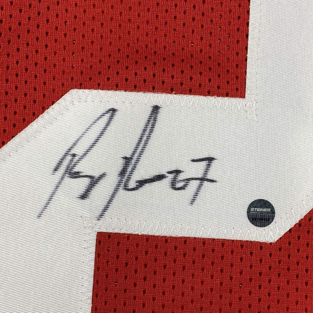 Framed Autographed/Signed Ray Rice 35x39 Rutgers Red College Football Jersey Steiner Sports COA