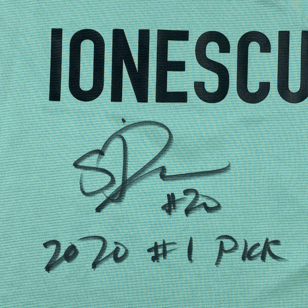 Framed Autographed/Signed Sabrina Ionescu 2020#1 Pick 35x39 New York Liberty Green Basketball Jersey Fanatics COA