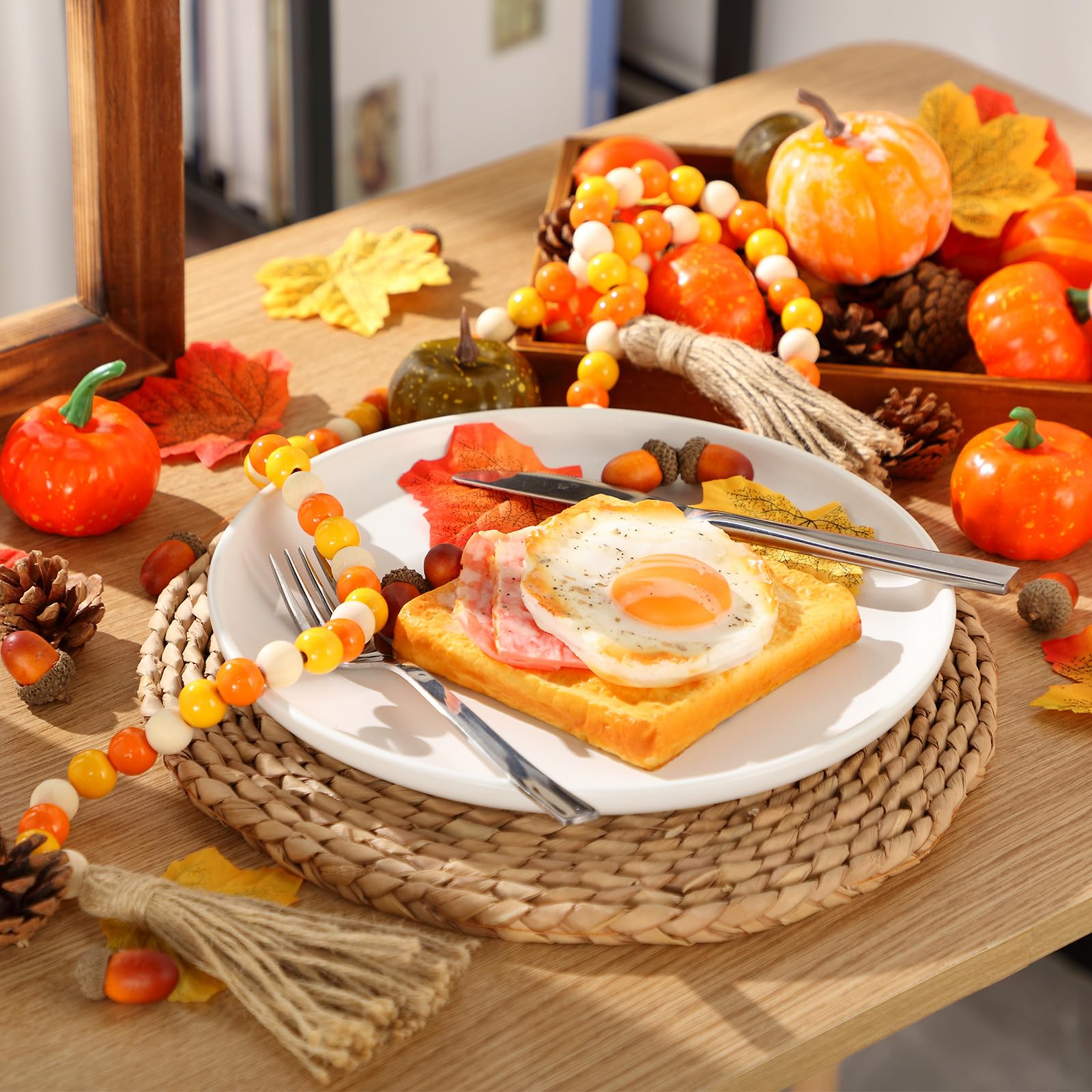 Jutom 148 PCS Fall Artificial Pumpkins Set with Pinecones Acorns Leaves