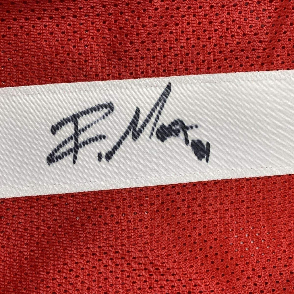 Framed Autographed/Signed Raheem Mostert 35x39 San Francisco Red Football Jersey JSA COA