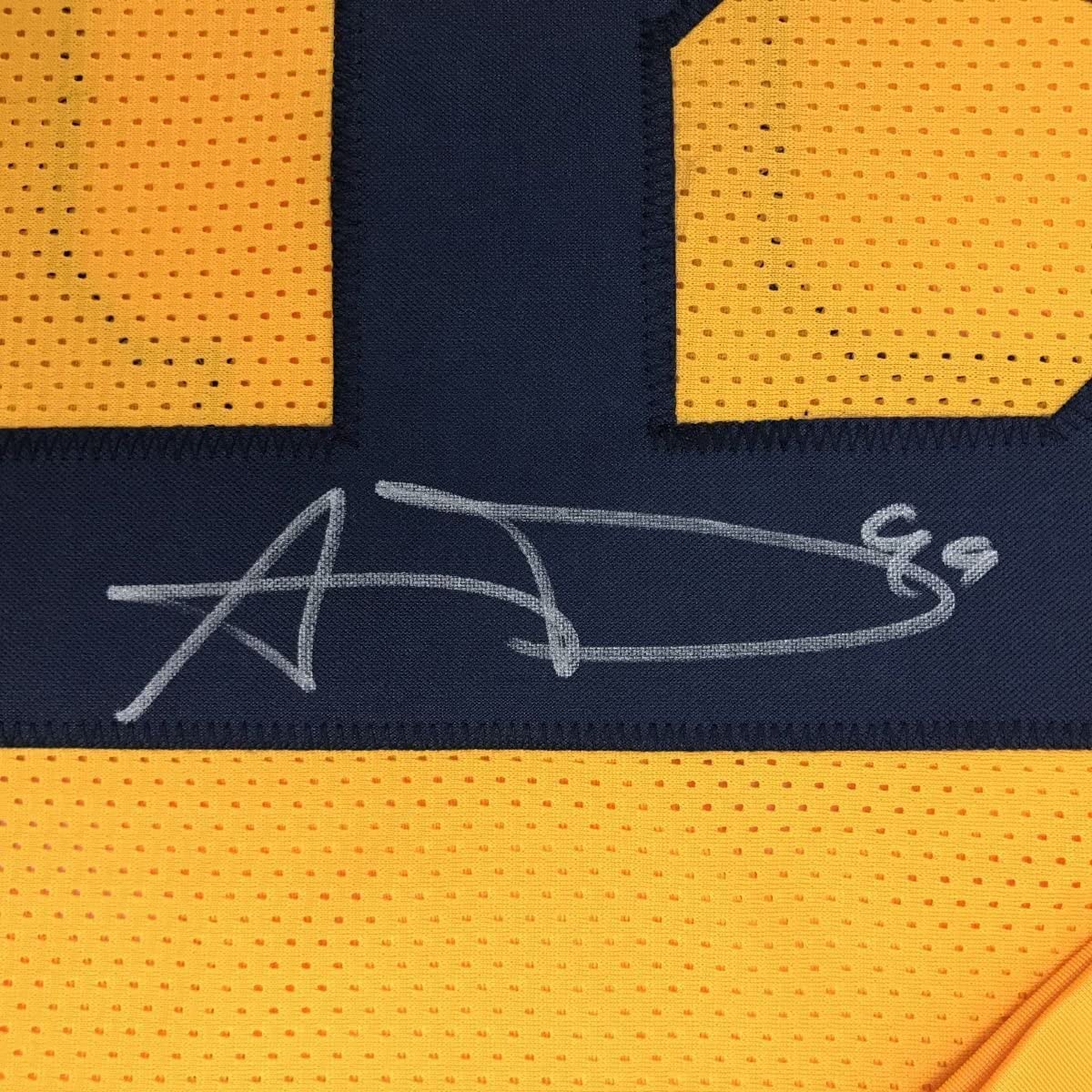 Framed Autographed/Signed Aaron Donald 35x39 Los Angeles LA Yellow Color Rush Football Jersey JSA COA