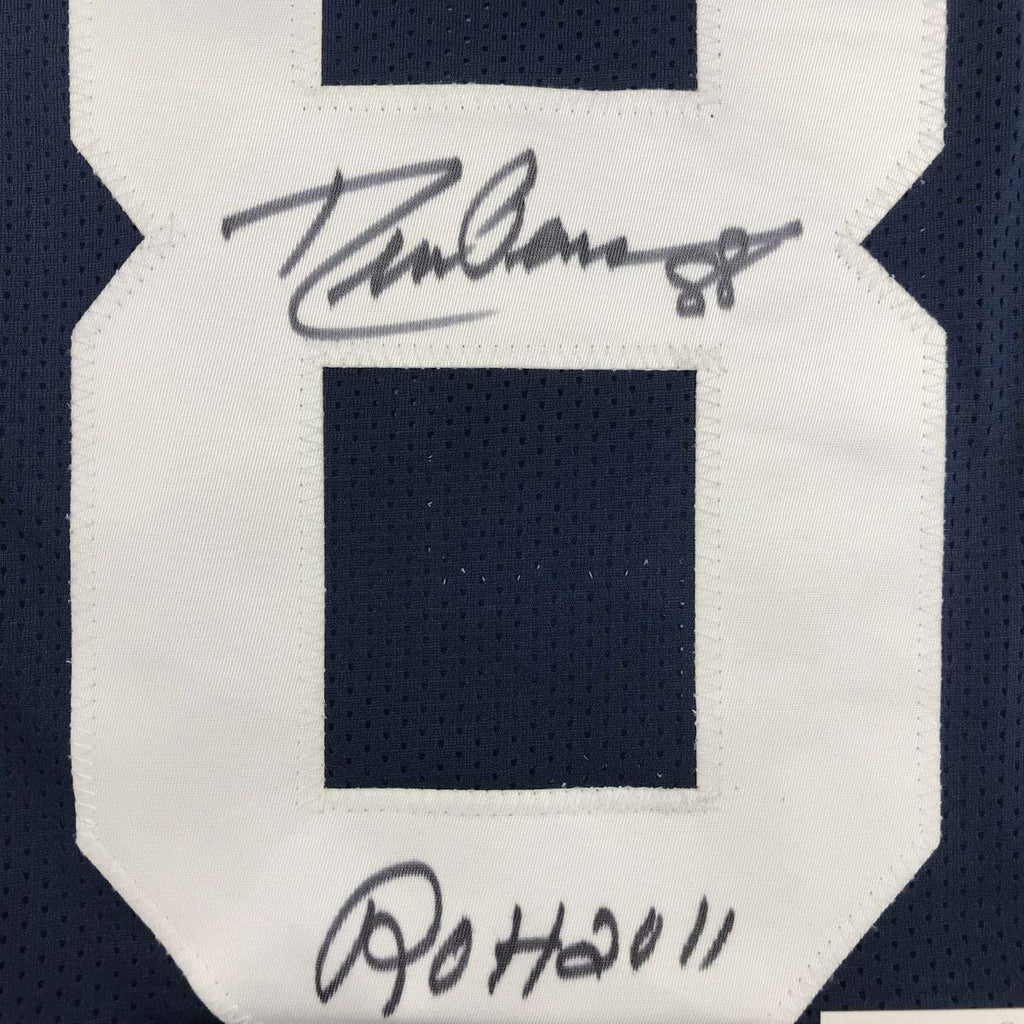 Framed Autographed/Signed Drew Pearson ROH 2011 35x39 Dallas Thanksgiving Day Football Jersey JSA COA