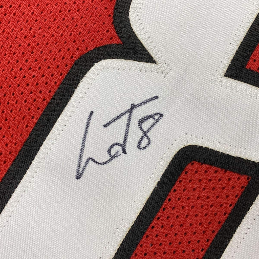 Framed Autographed/Signed Lamar Jackson 35x39 Louisville Red College Football Jersey JSA COA