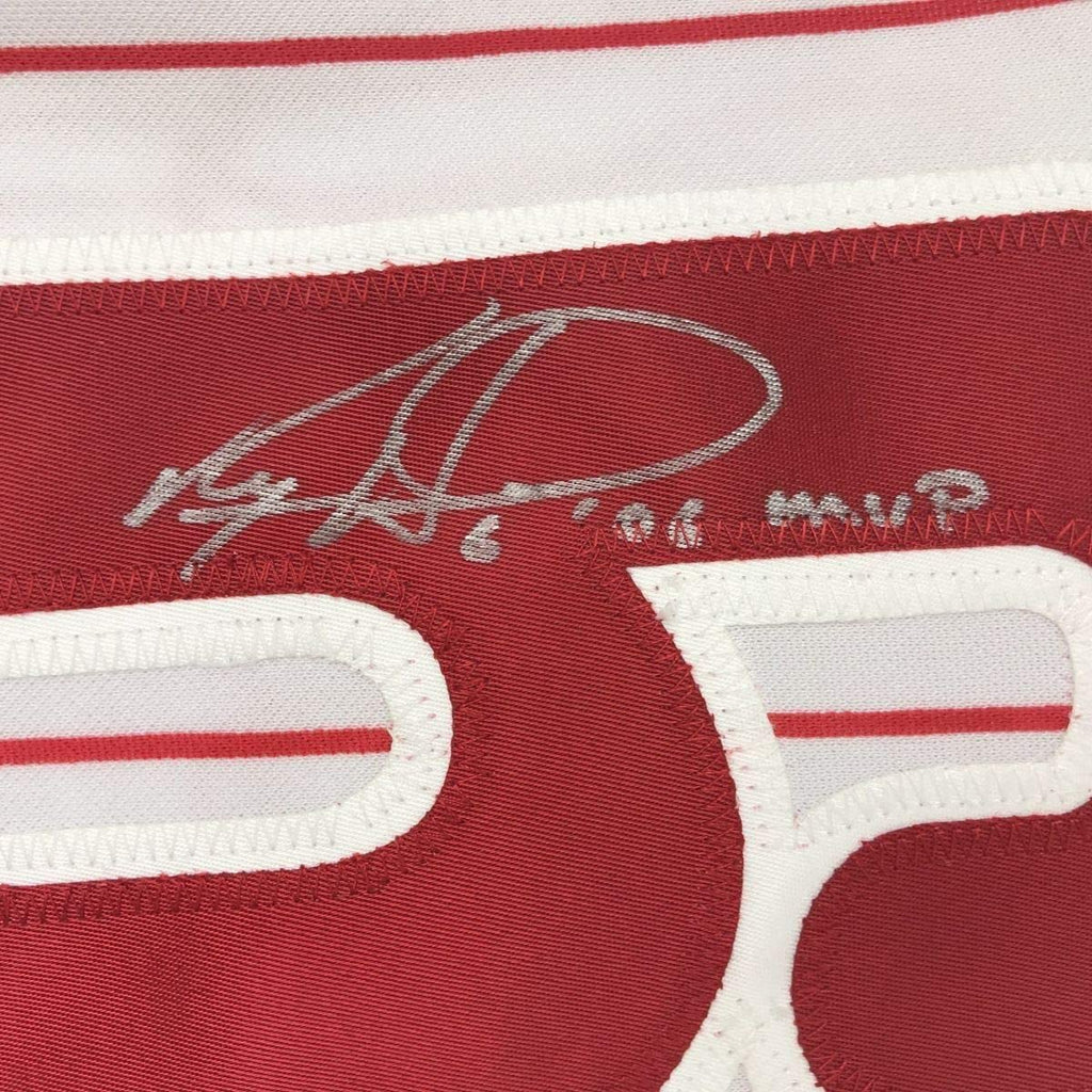 Framed Autographed/Signed Ryan Howard 06 MVP 35x39 Philadelphia Pinstripe Baseball Jersey JSA COA