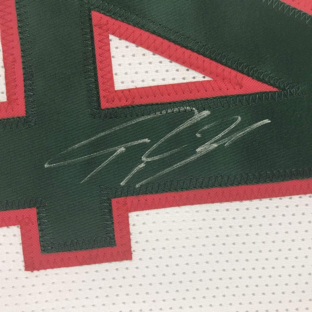 Framed Autographed/Signed Giannis Antetokounmpo 35x39 Milwaukee Retro White Basketball Jersey PSA/DNA COA