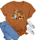 MAIHUN Womens Thanksgiving Shirt Cute Gnomes Pumpkin Fall Short Sleeve Size S