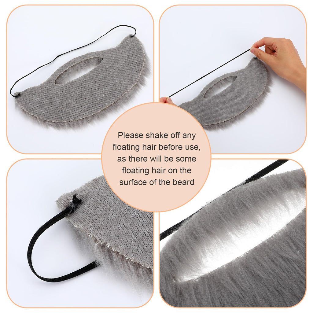 Lusofie Grey Fake Beard Elastic Realistic Costume Facial Hair for Role Play