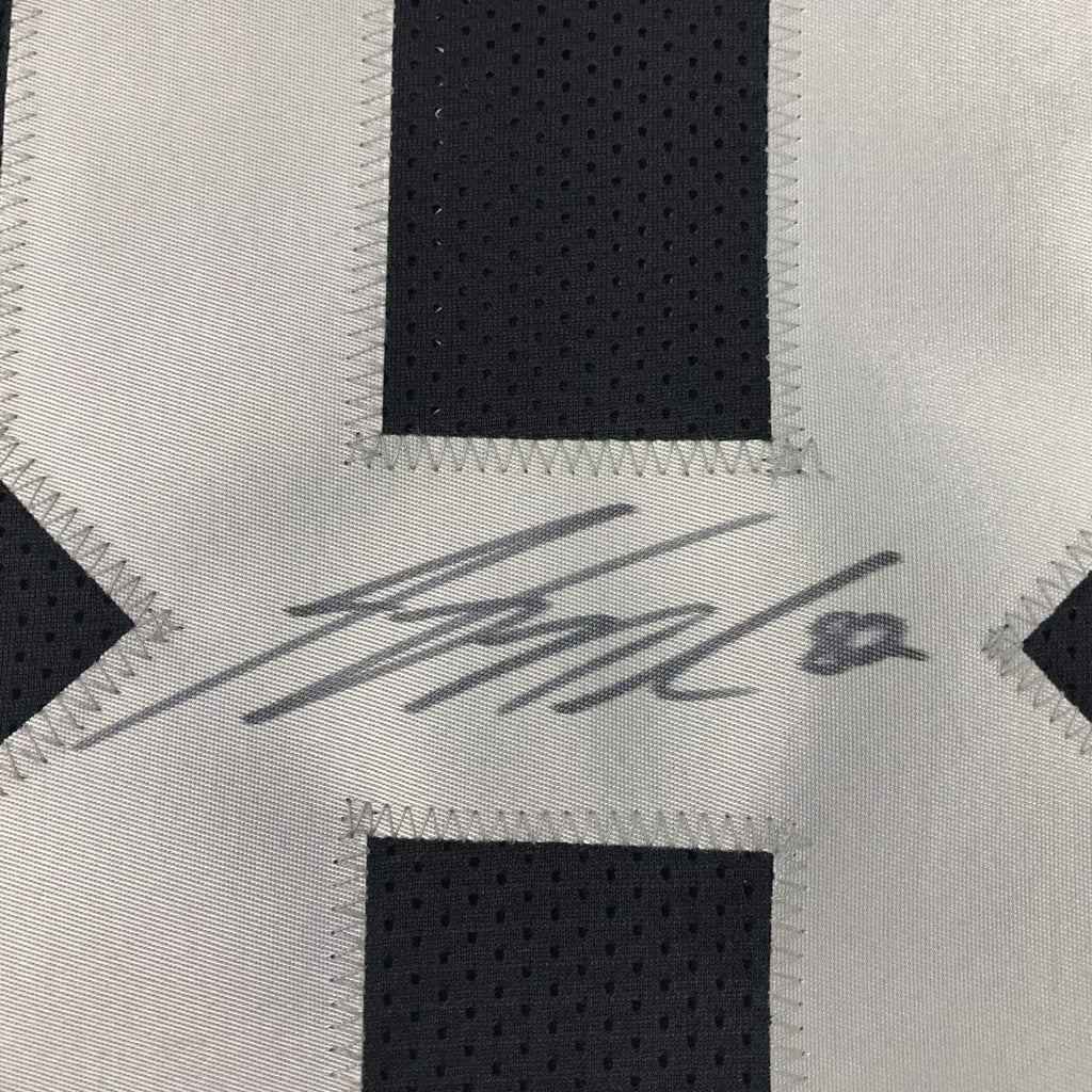Framed Autographed/Signed Jordy Nelson 35x39 Oakland Black Football Jersey JSA COA