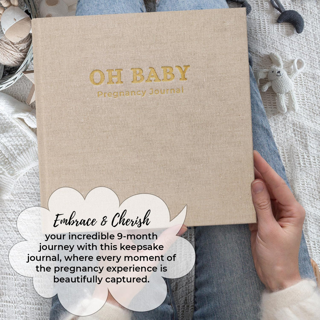 LUMOSX Pregnancy Journal Memory Book Baby Bump Stickers Beige Gender Neutral