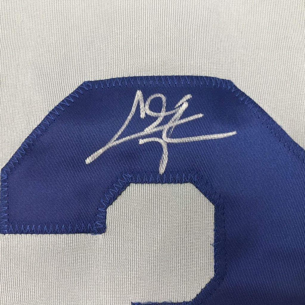Autographed/Signed Chris Taylor Los Angeles LA Grey Baseball Jersey JSA COA