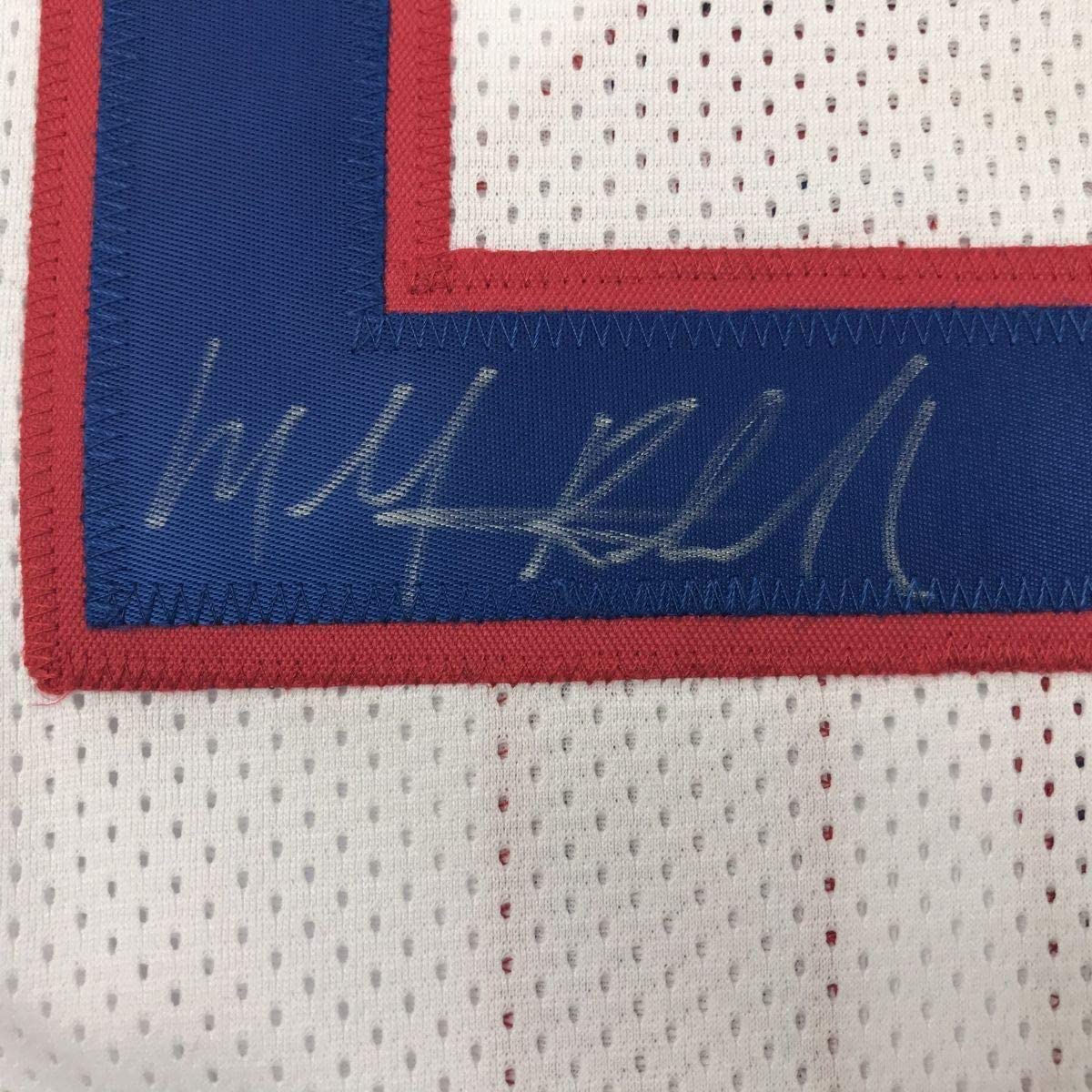 Framed Autographed/Signed Micheal Ray Richardson 35x39 New York White Basketball Jersey PSA/DNA COA