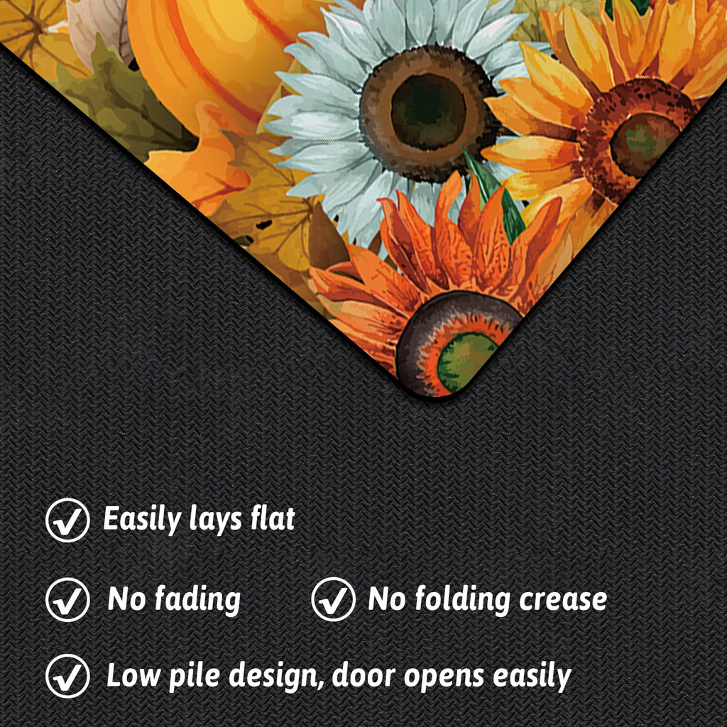 APROPHIC Fall Pumpkin Kitchen Mat Rugs Set of 2 Non Slip Washable 16x24+16x41