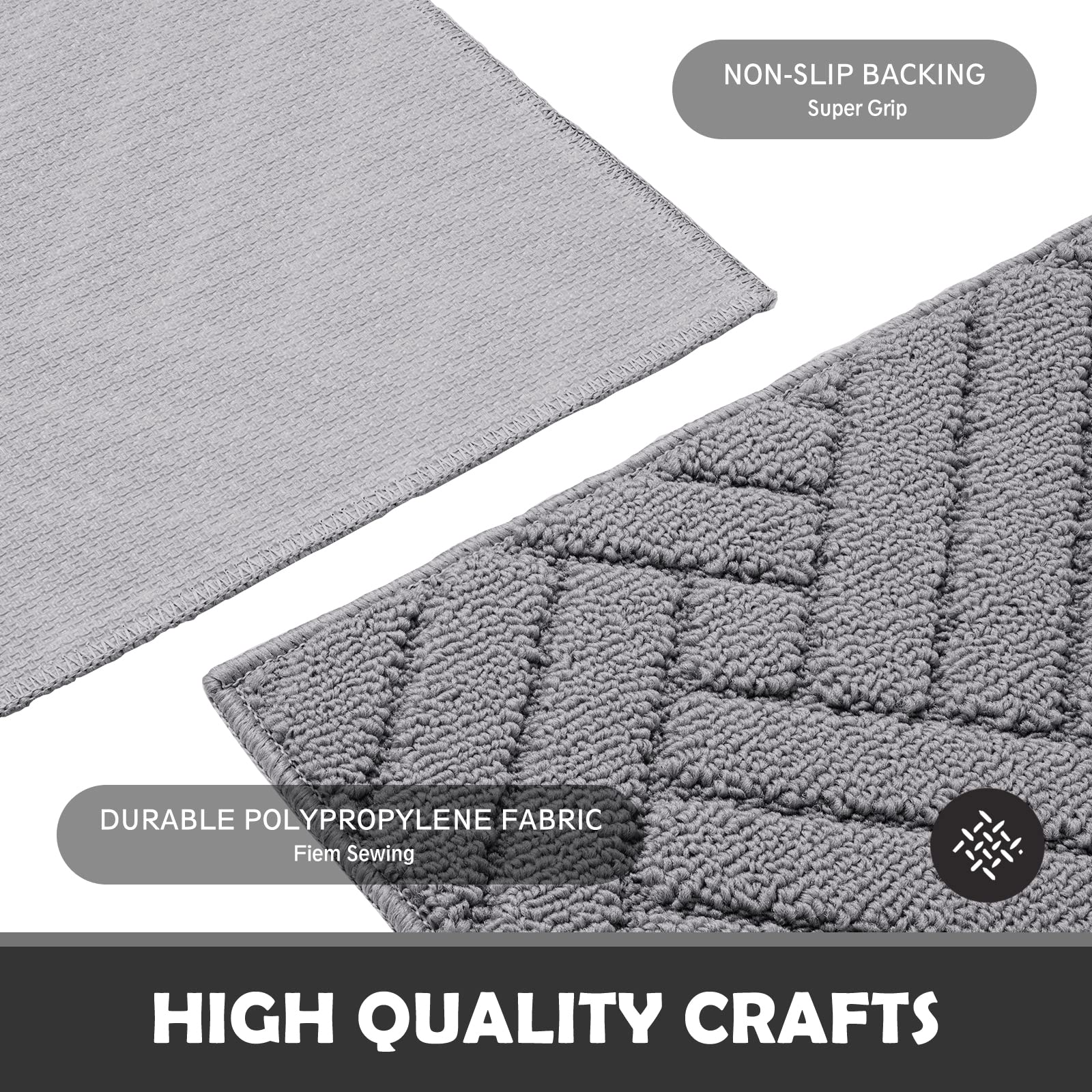 JEEDOVIA Indoor Door Mat Non-Slip Rubber Backing Grey 20x31.5