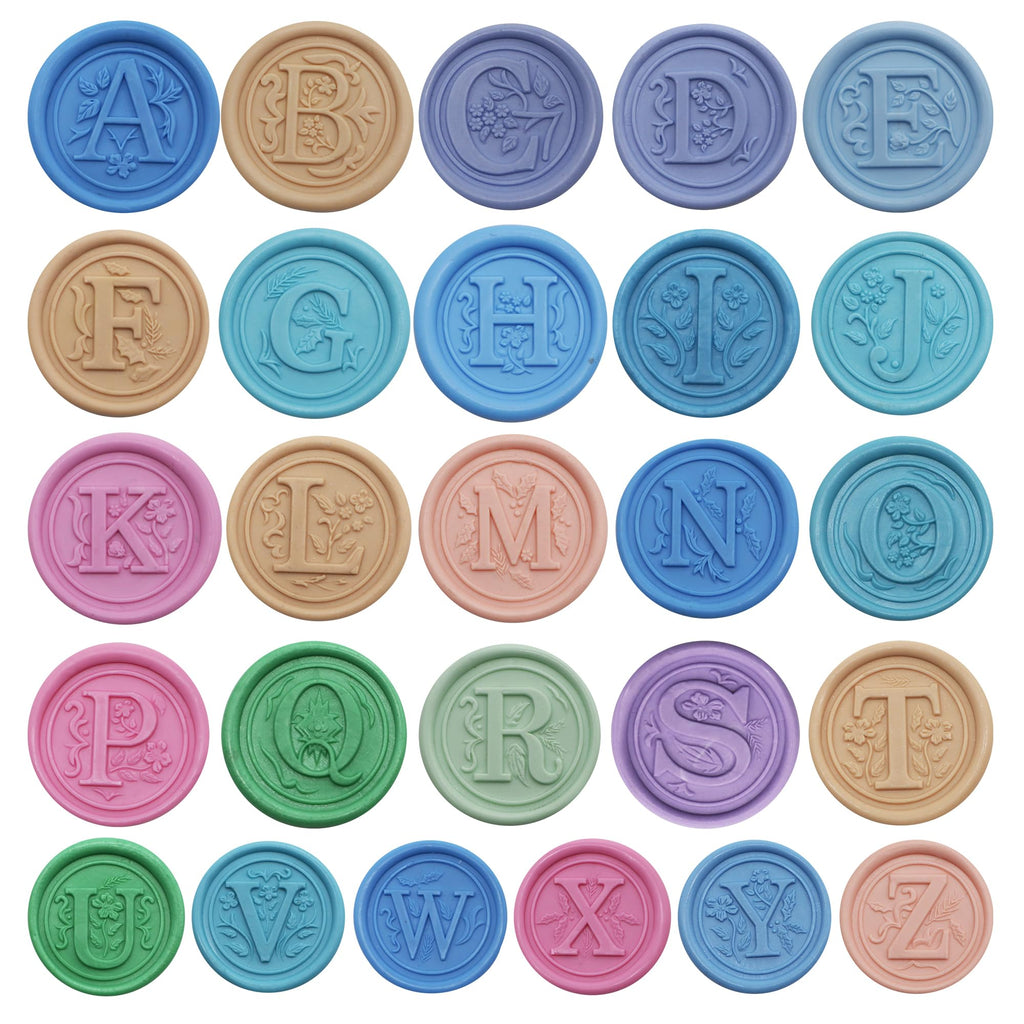 Alphabet Brass Wax Seal Stamps with Detachable Wood Handles for Invitations