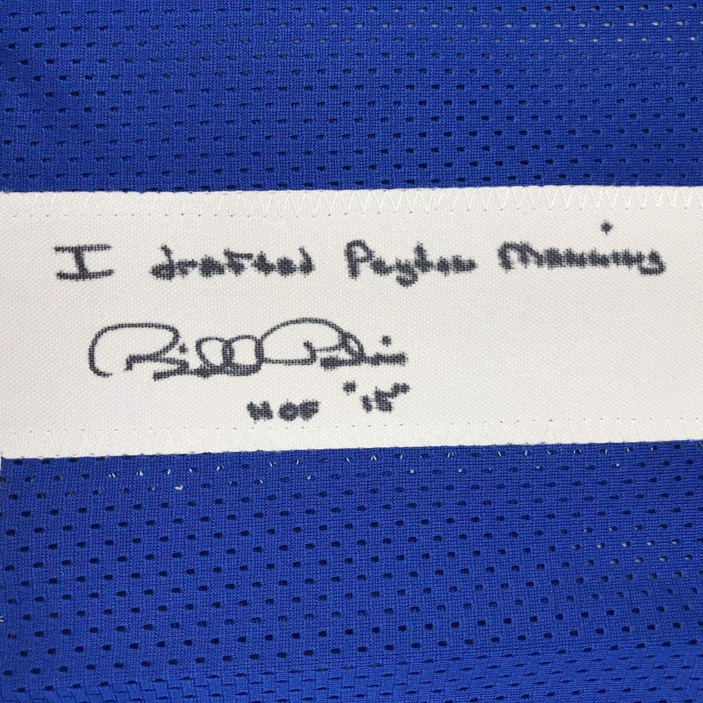 Framed Autographed/Signed Bill Polian HOF 15 35x39 Indianapolis Blue Football Jersey JSA COA