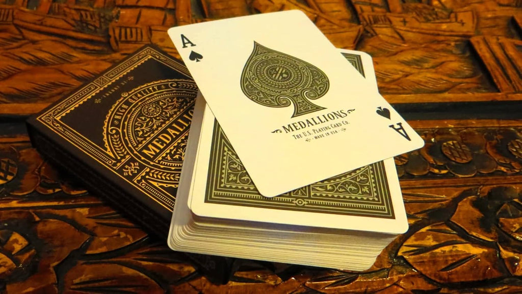 Theory11 Medallions Playing Cards – Deep Brown & Gold Foil Luxury Deck