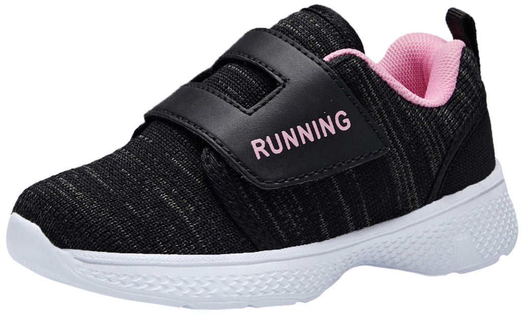 adituo Toddler Boys Girls Lightweight Athletic Sneakers Strap Black Pink Size 11
