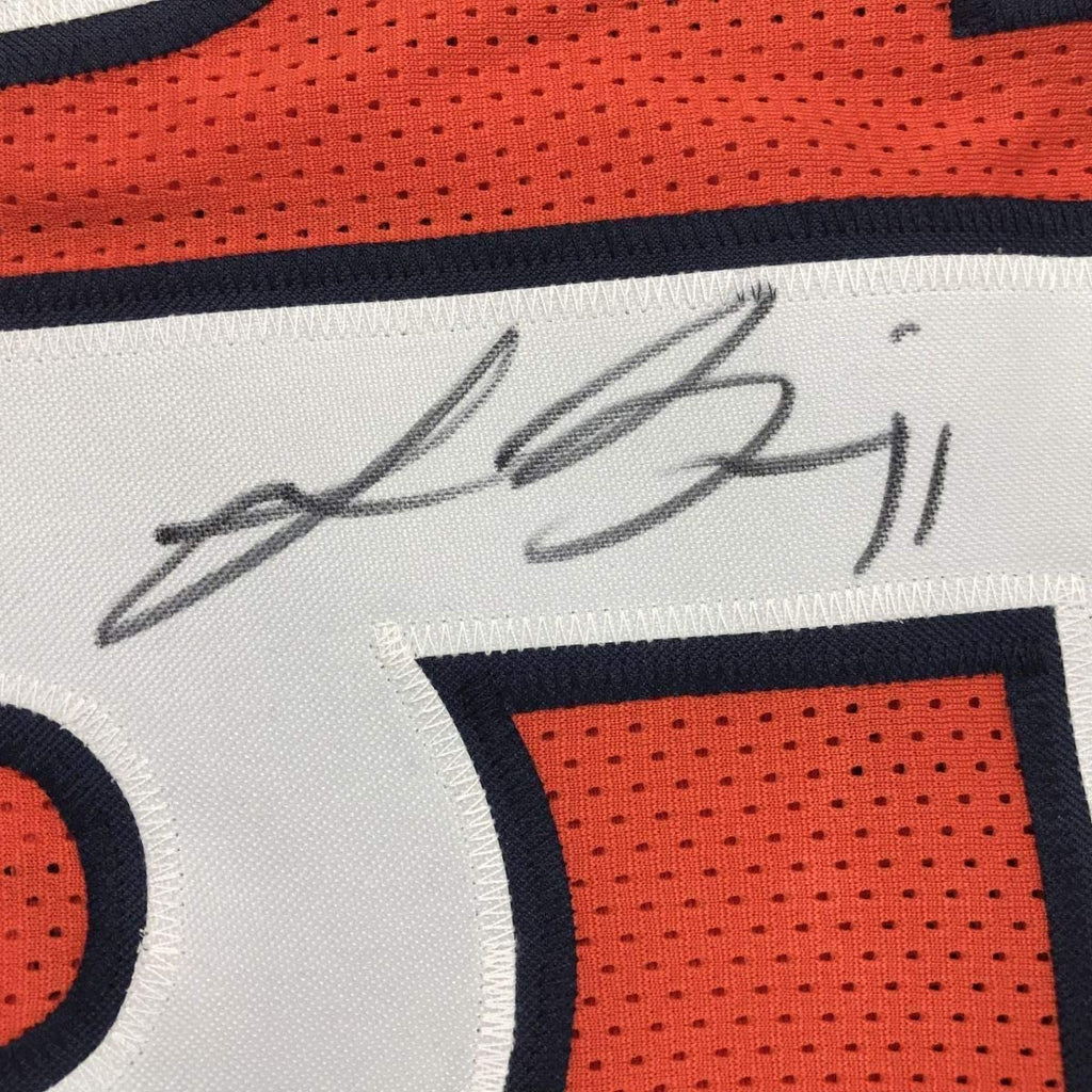 Framed Autographed/Signed Lance Briggs 35x39 Chicago Orange Football Jersey Beckett BAS COA