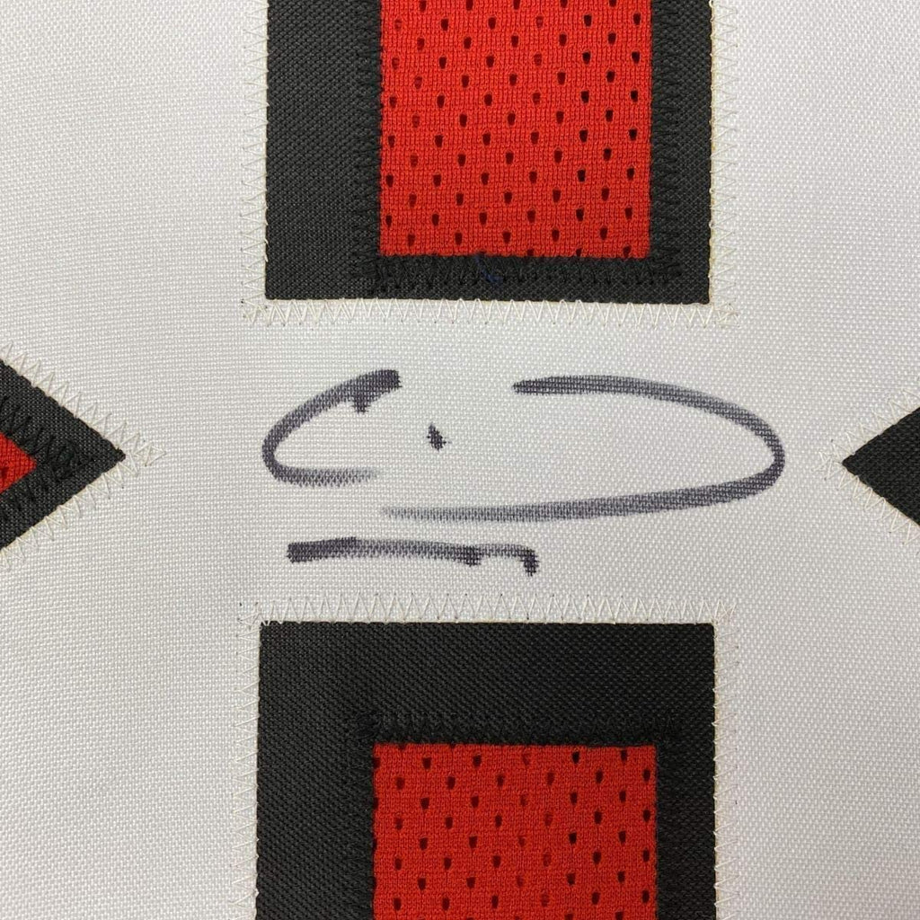 Framed Autographed/Signed Calvin Ridley 35x39 Atlanta Red Football Jersey Beckett BAS COA
