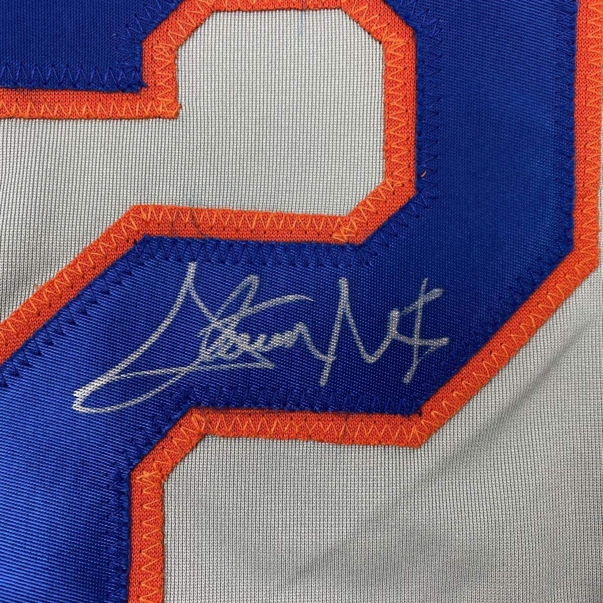 Framed Autographed/Signed Steven Matz 35x39 New York Grey Baseball Jersey JSA COA