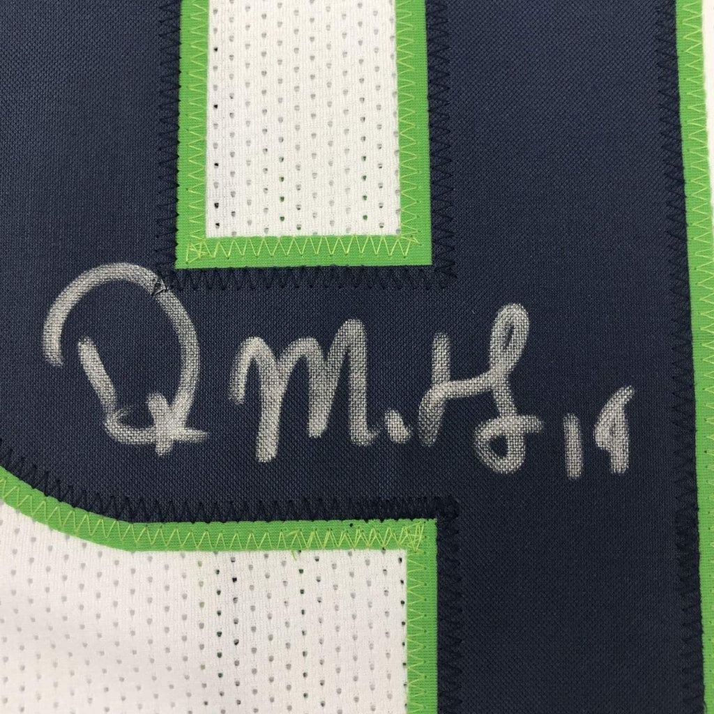 Framed Autographed/Signed DK D.K. Metcalf 35x39 Seattle White Football Jersey JSA COA