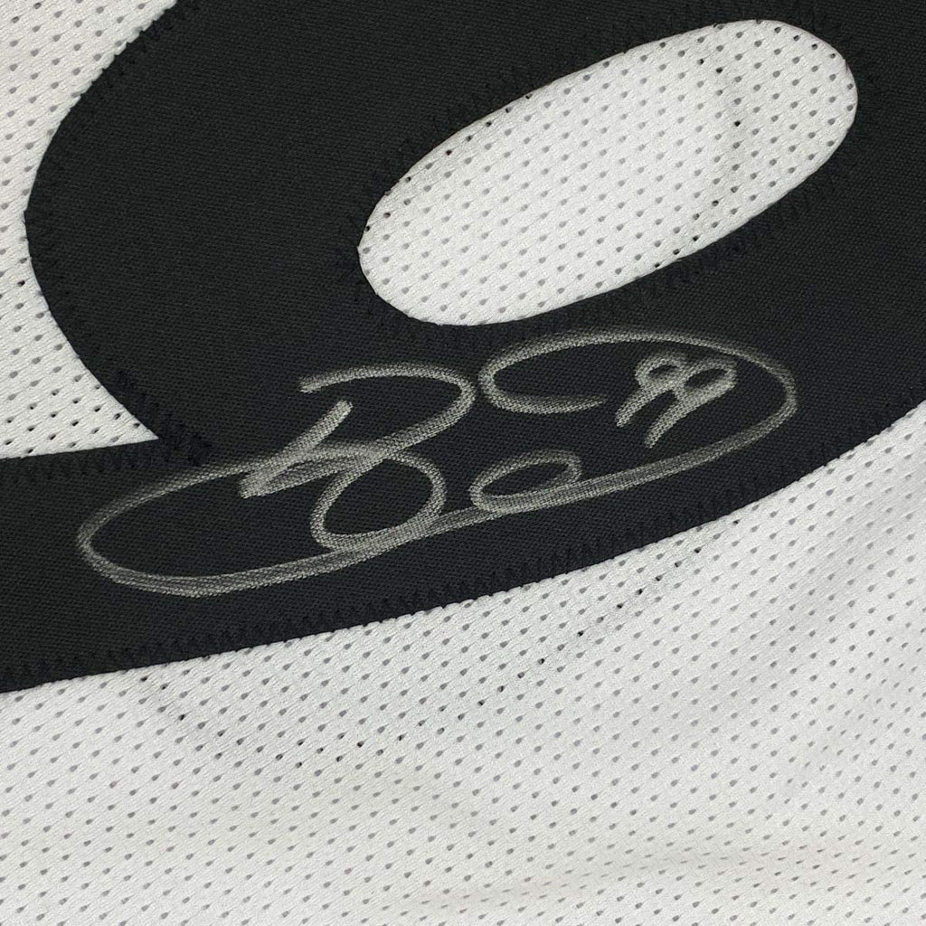 Framed Autographed/Signed Brett Keisel 35x39 Pittsburgh White Football Jersey JSA COA