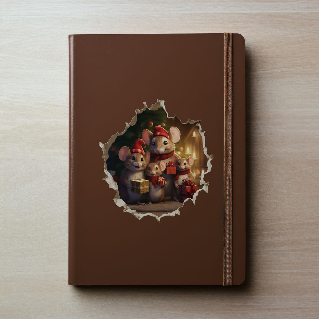 My Wonderful Walls Christmas Family Mouse Hole Decal 3D Effect 5x5 Multi