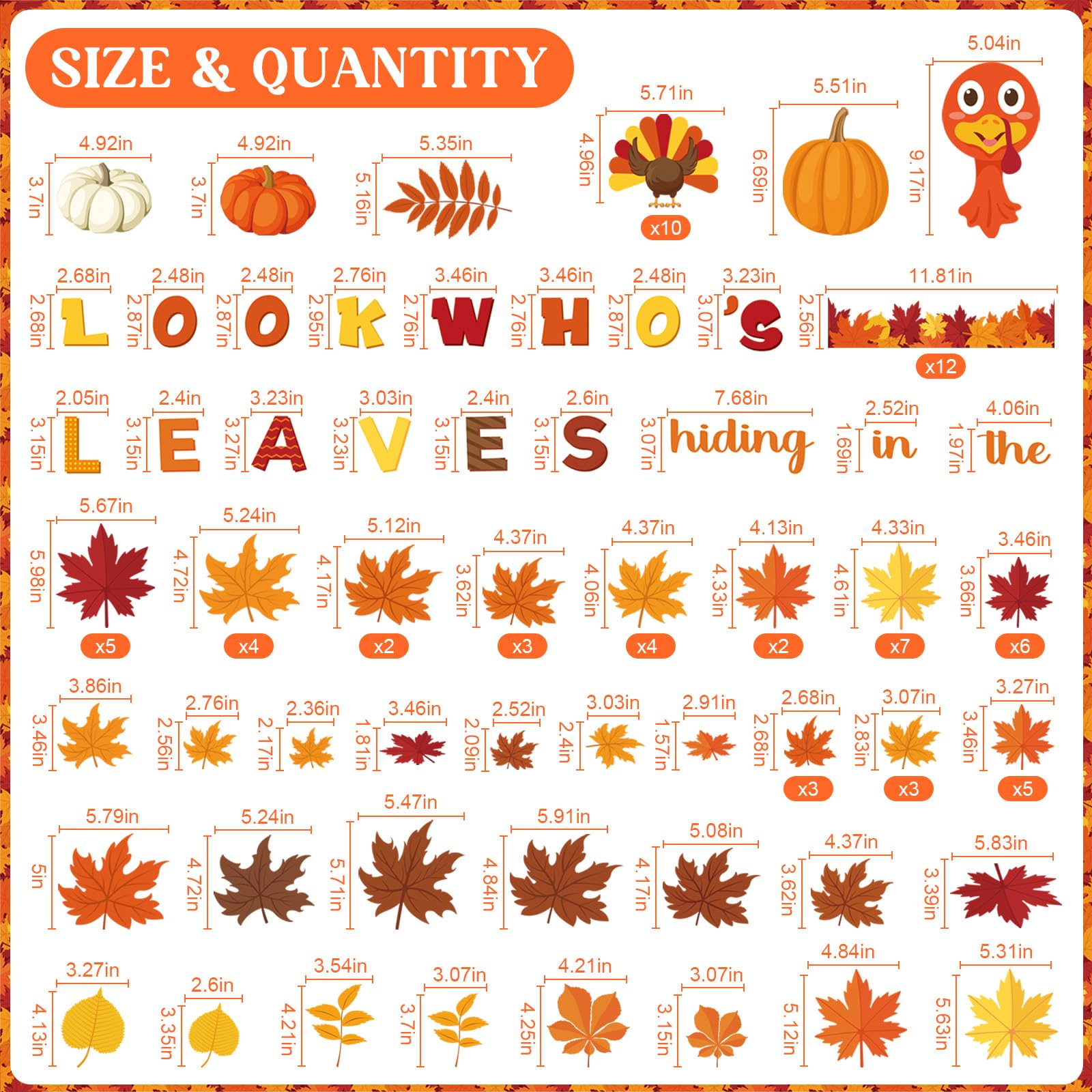 Containlol Fall Thanksgiving Bulletin Board Set Colorful Small 12.6x10.2in