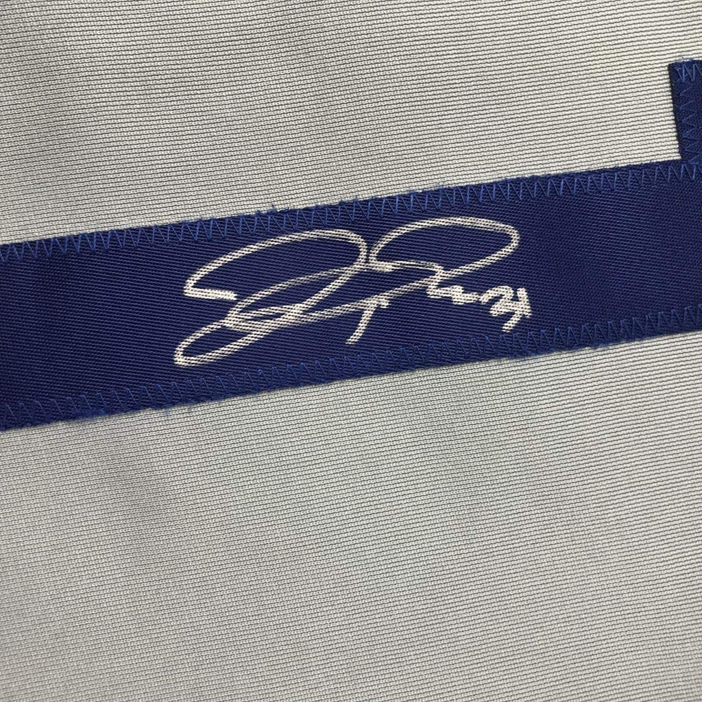 Framed Autographed/Signed Joc Pederson 35x39 Los Angeles LA Grey Baseball Jersey JSA COA