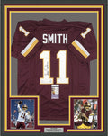 Framed Autographed/Signed Alex Smith 35x39 Washington Burgundy Football Jersey JSA COA