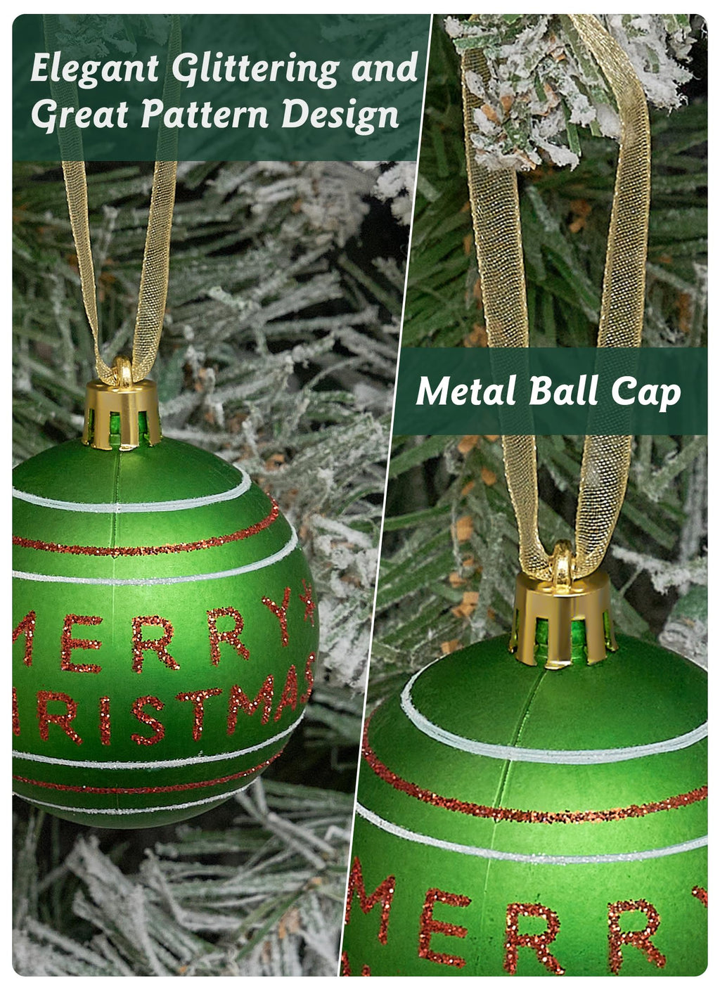 SmartDawn 12 Pcs 3.15in Christmas Ball Ornaments Red Green Plastic