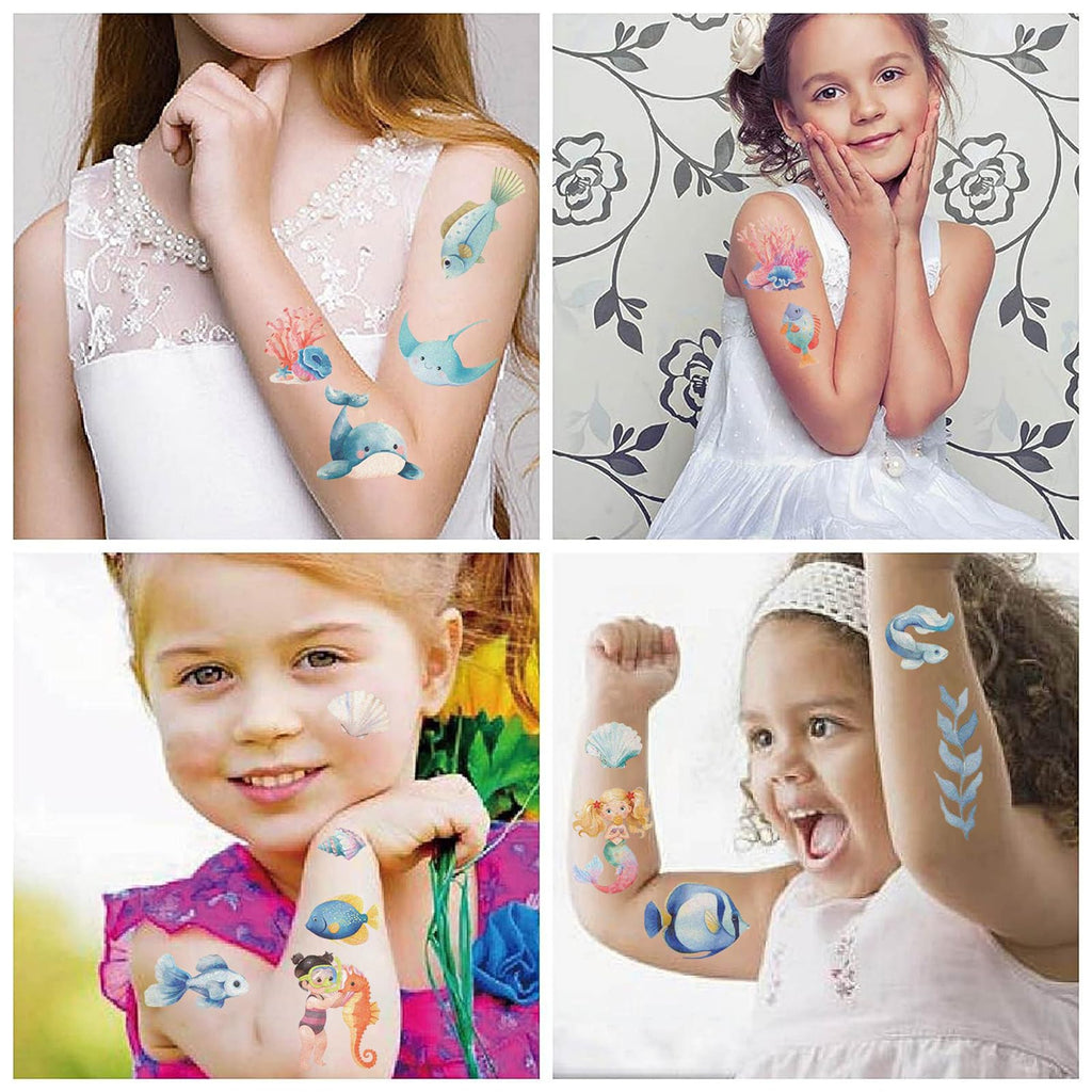SBOBUY Ocean Animal Temporary Tattoos 10 Sheets Gold Cartoon Kids Party