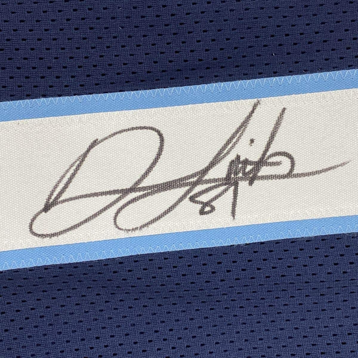 Framed Autographed/Signed Jonnu Smith 35x39 Tennessee Dark Blue Football Jersey Beckett BAS COA