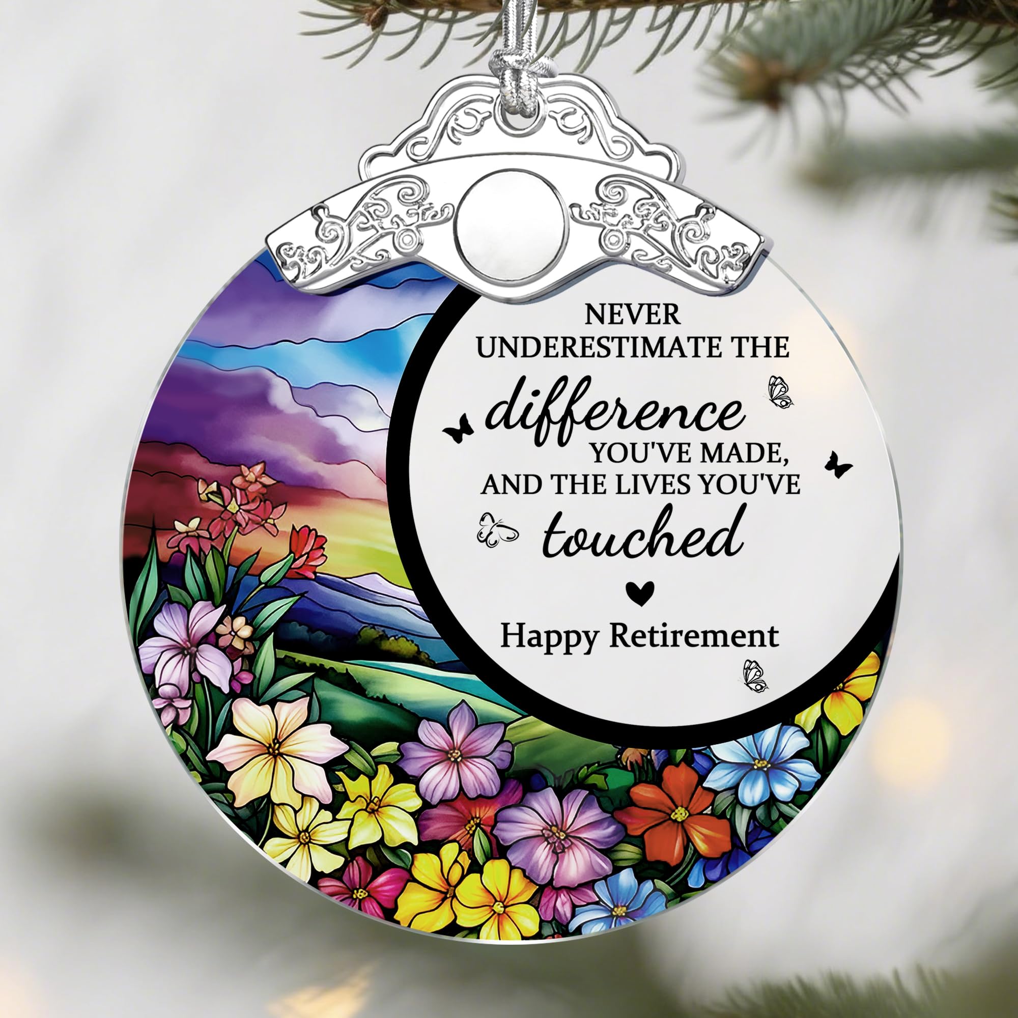 Jocidea Retirement Gifts Stained Glass Christmas Ornament Design A