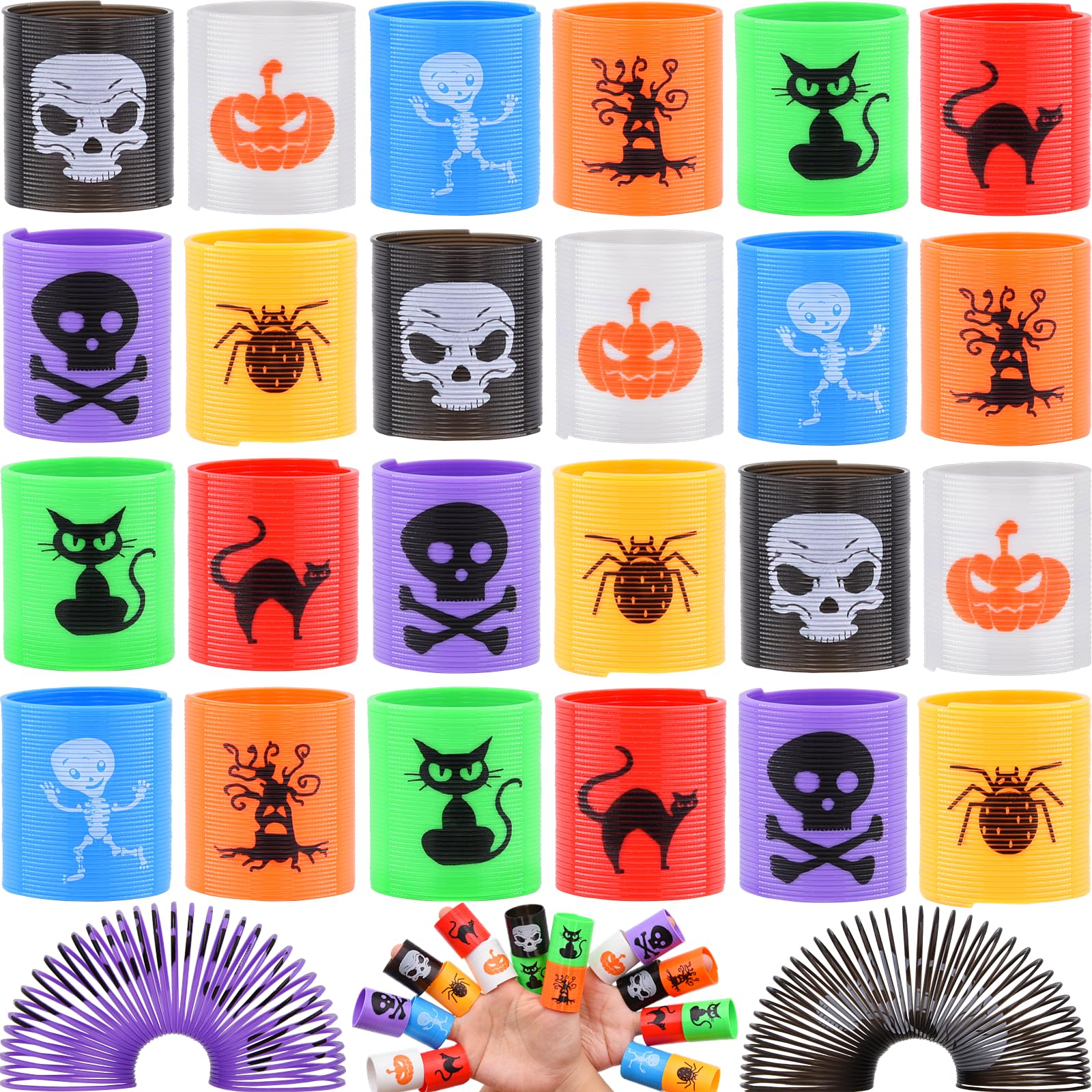 Menzcci Halloween Mini Coil Springs Toys 24 Pcs Plastic Halloween Slinky A24