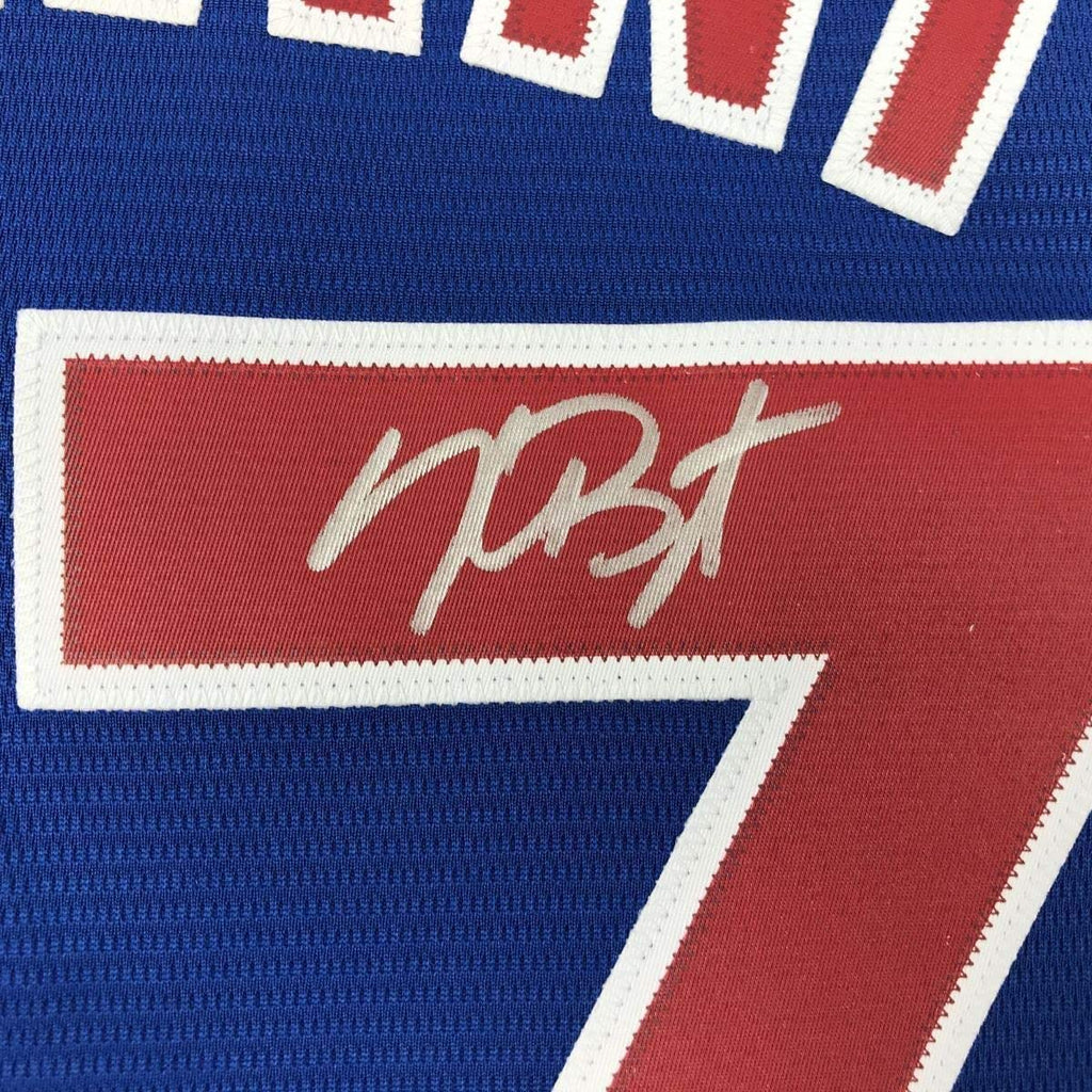 Framed Autographed/Signed Kris Bryant 35x39 Chicago Blue Baseball Jersey Beckett BAS COA