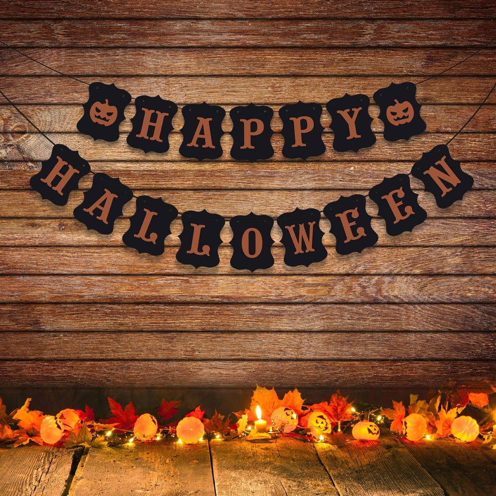 ERKOON Happy Halloween Banner Bunting Pumpkin Sign Wall Decor Party