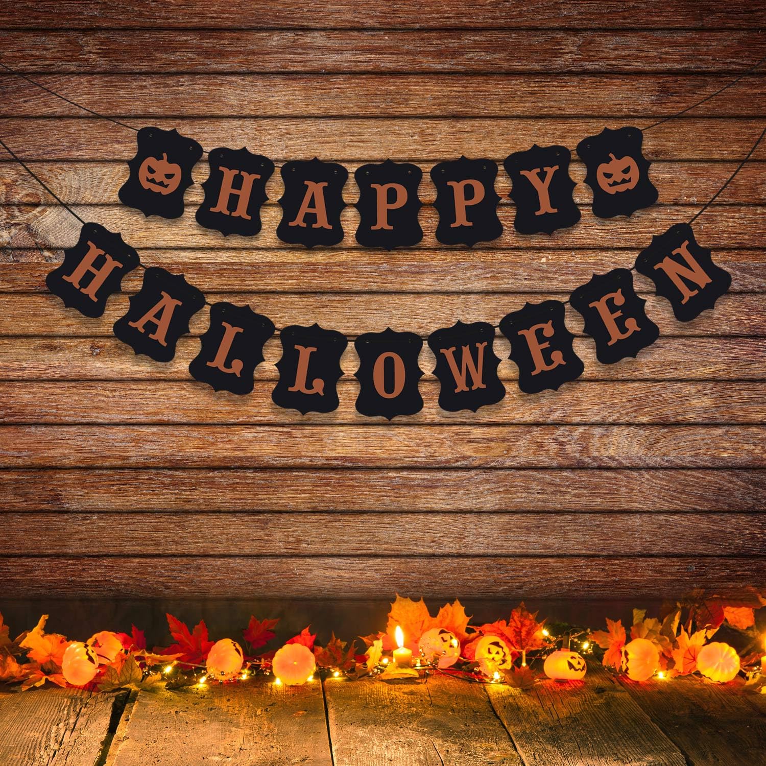 ERKOON Happy Halloween Banner Bunting Pumpkin Sign Wall Decor Party