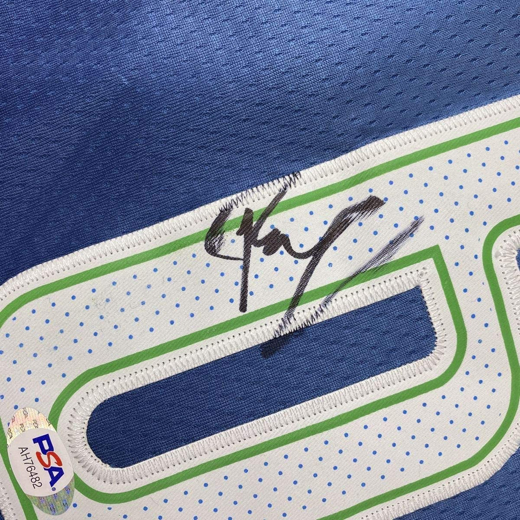 Framed Autographed/Signed Kristaps Porzingis 35x39 Dallas Blue Basketball Jersey PSA/DNA COA