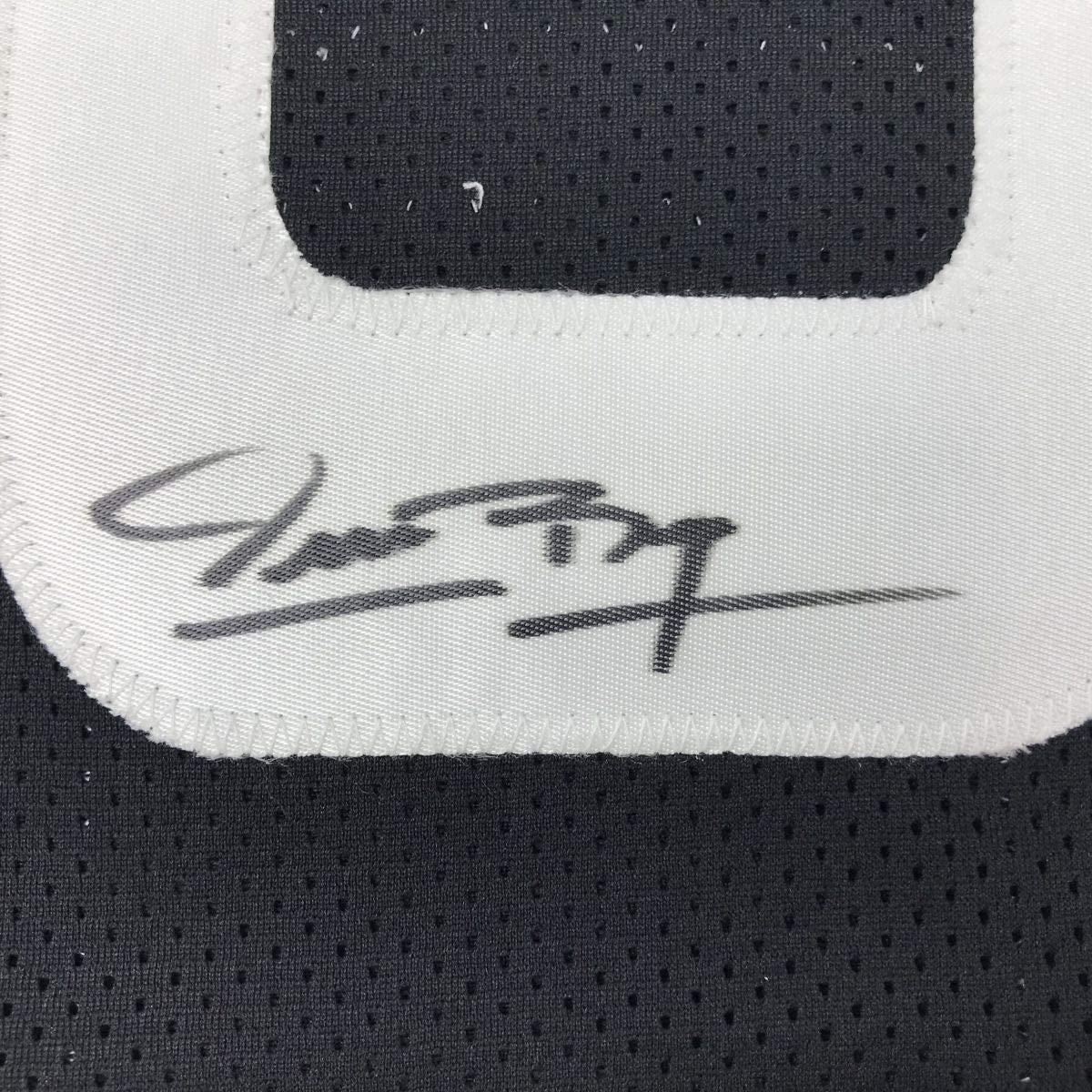 Framed Autographed/Signed Muggsy Bogues 35x39 Alien Space Jam Monstars Black Basketball Jersey PSA/DNA COA