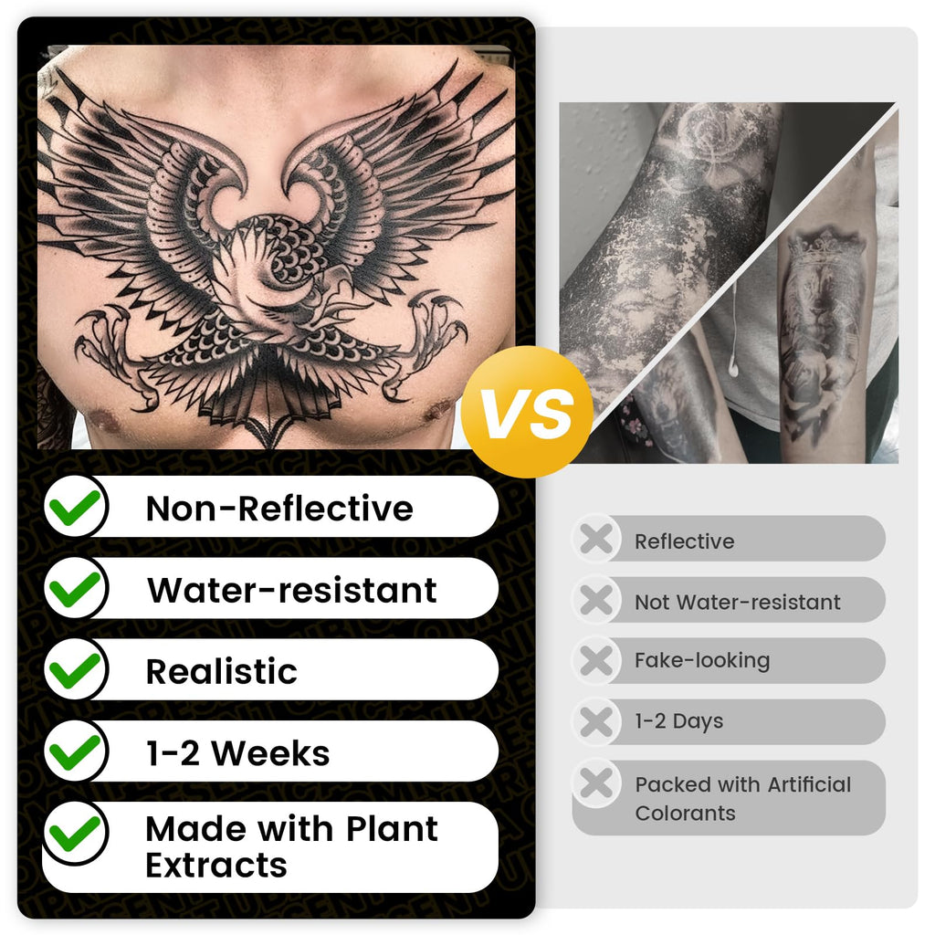 UBICA Crocodile Semi Permanent Tattoos, 2 Sheets Realistic Gator Swimming Temporary Tattoos for Men Women, Cool Design Fake Tattoos Lasts 1-2 Weeks for Arm Calf, Waterproof & Non-Reflective