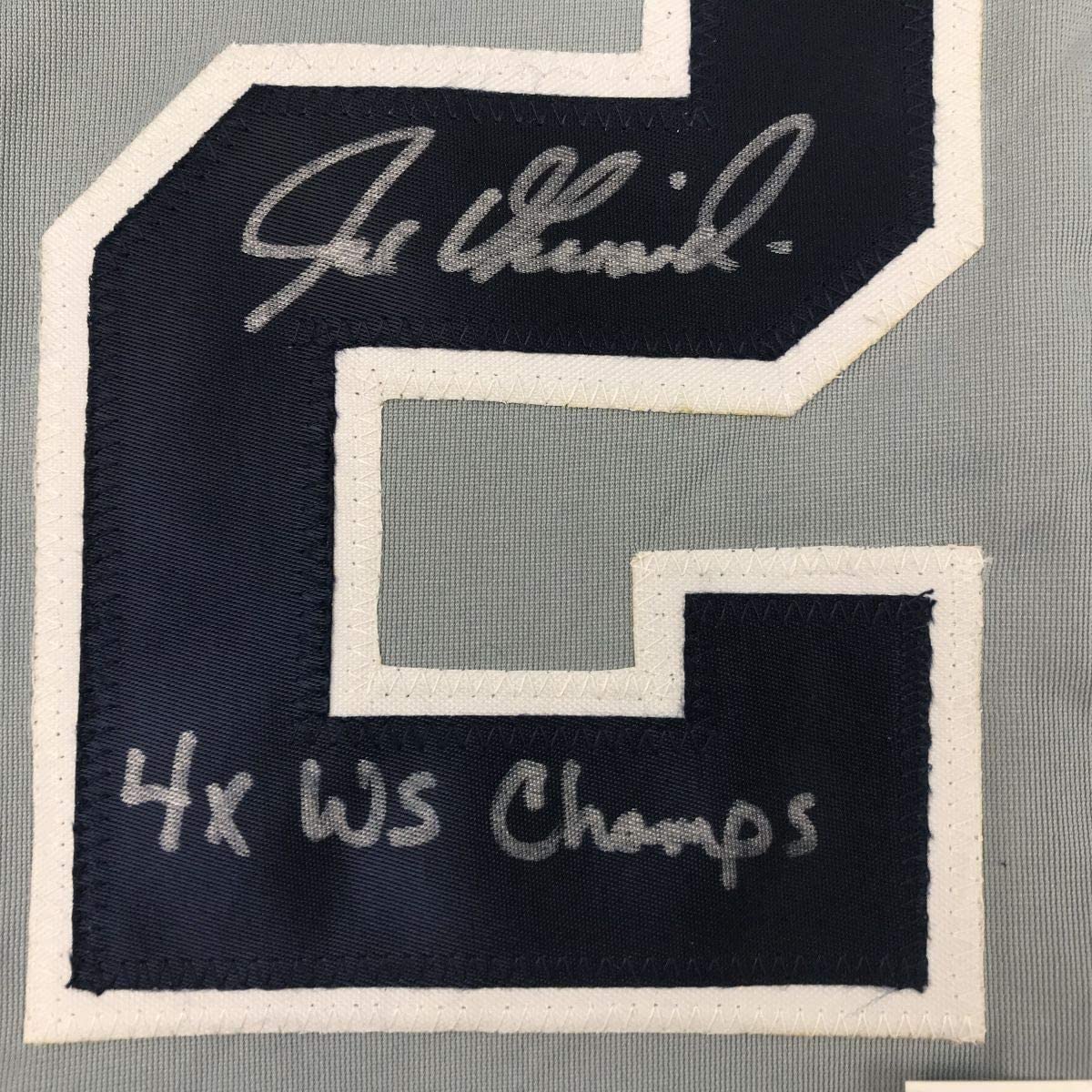Framed Autographed/Signed Joe Girardi 4x WS Champs 35x39 New York Grey Baseball Jersey JSA COA