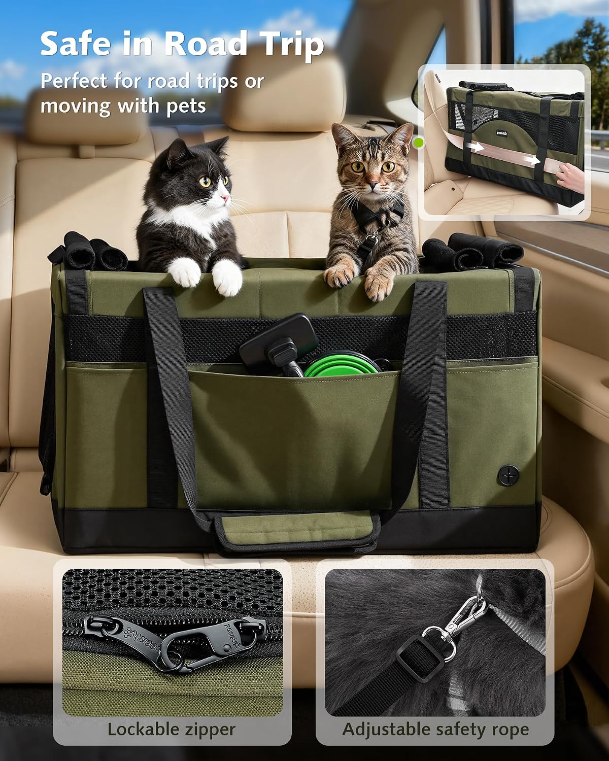Large Double Cat Carrier with Removable Divider