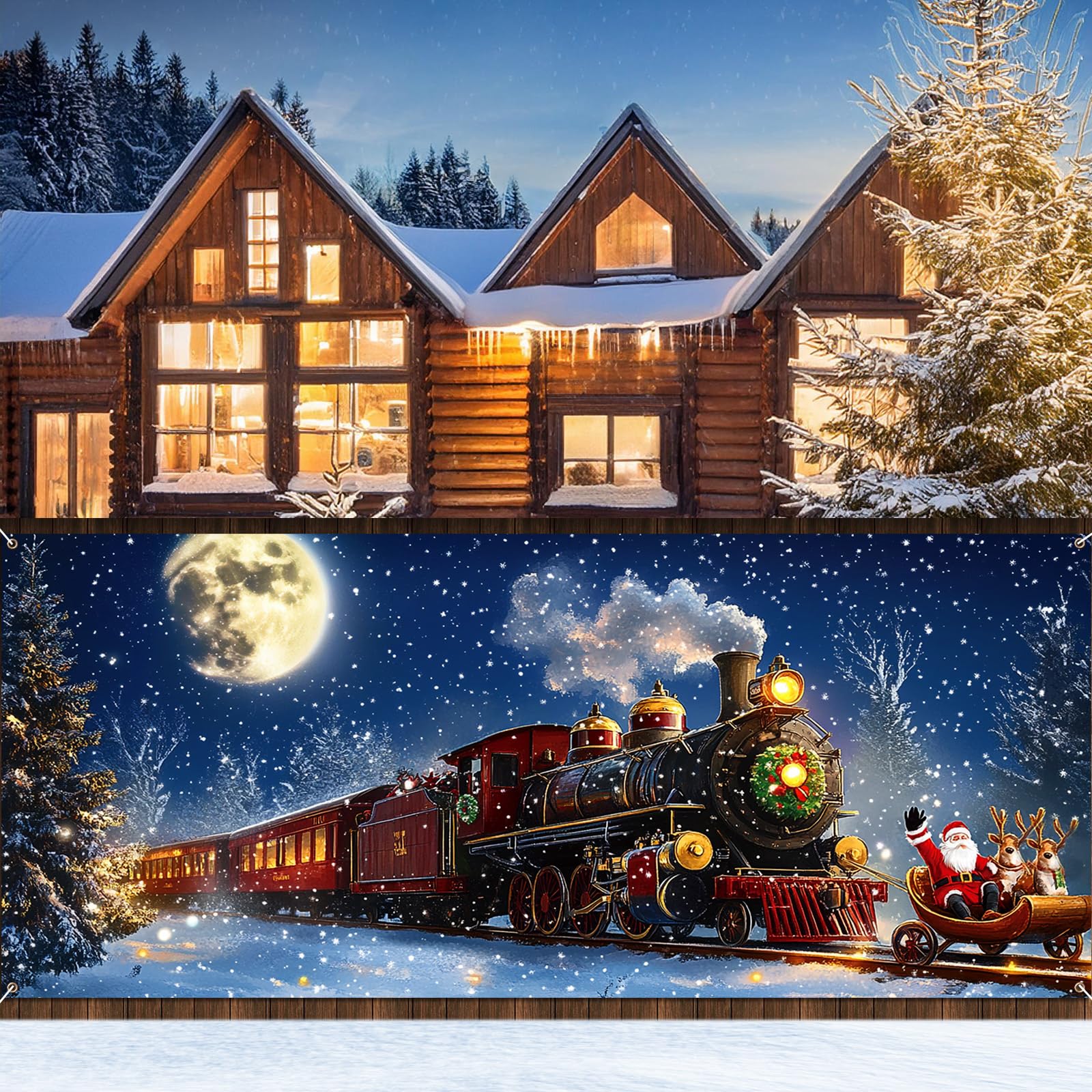 Yomaiha Christmas Santa Garage Door Cover Banner 6x13 ft Red Polyester