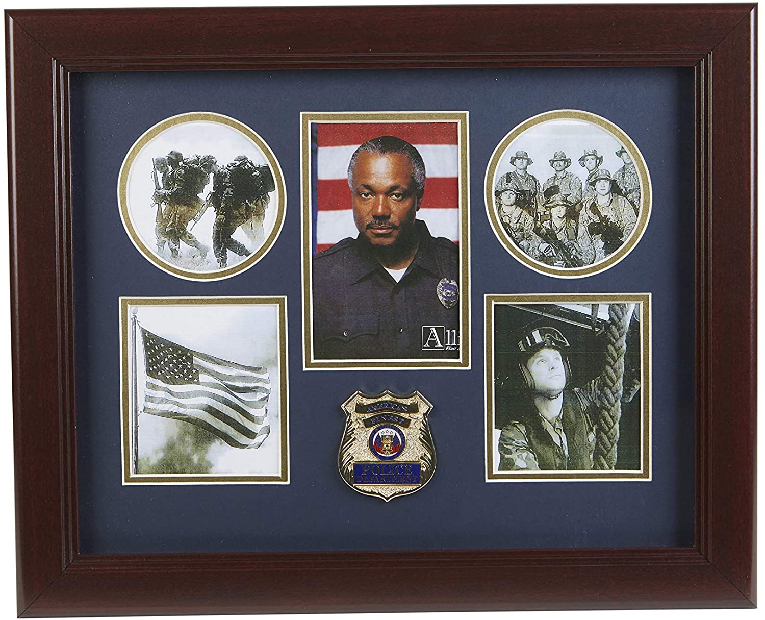 The Military Gift Store Frame Police Department Medallion 5-Picture Collage Frame.