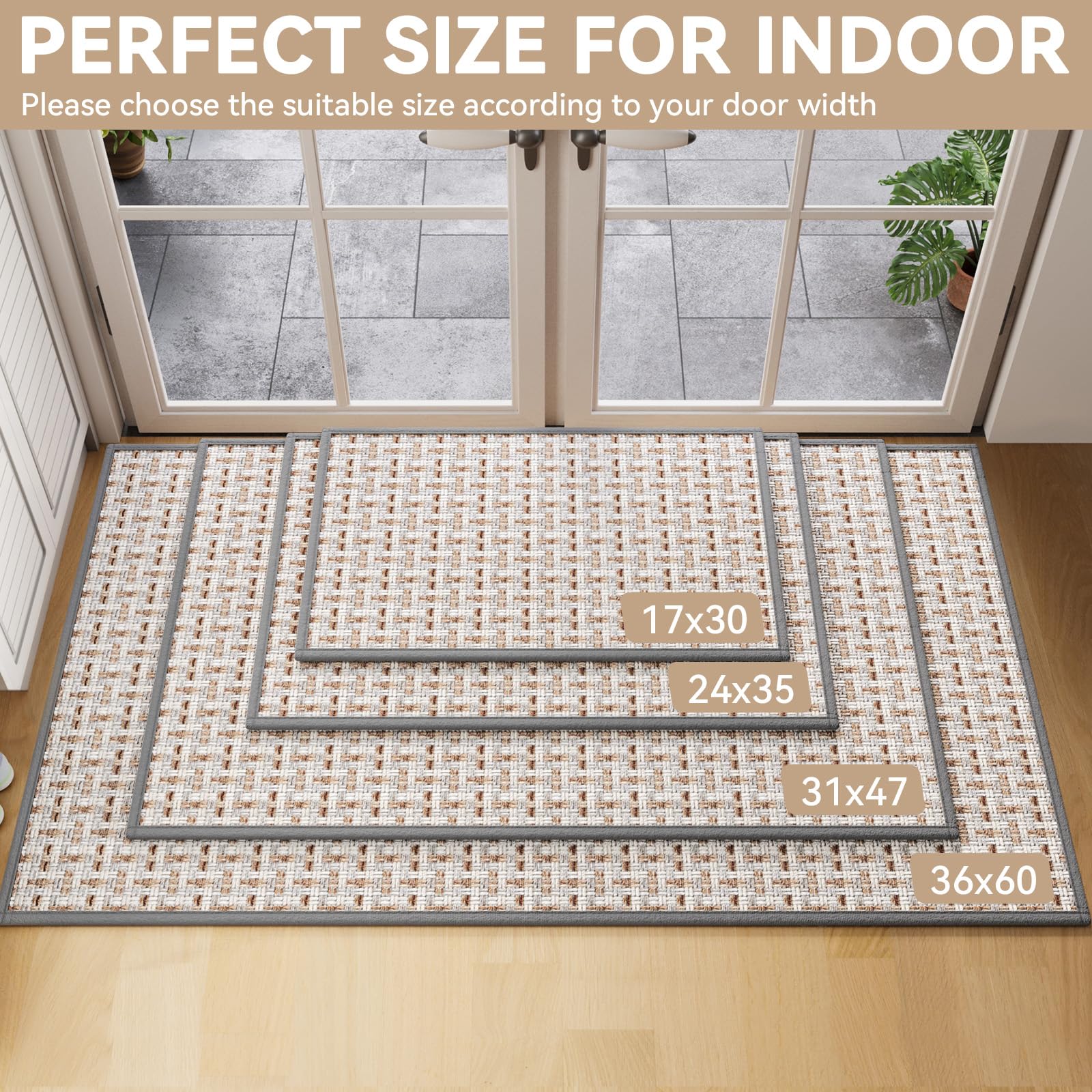 YDKGL Door Mat 17x30 Gray Indoor Dirt Resistant Non-Slip Rubber Backing