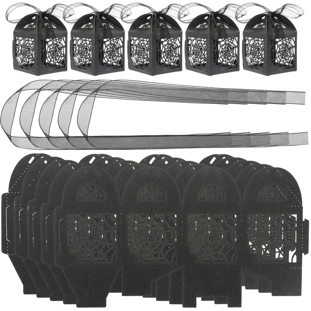 BESTOYARD Halloween Hollow Die-Cut Candy Boxes Black 8.27x4.53in 50pcs