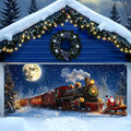 Yomaiha Christmas Santa Garage Door Cover Banner 6x13 ft Red Polyester